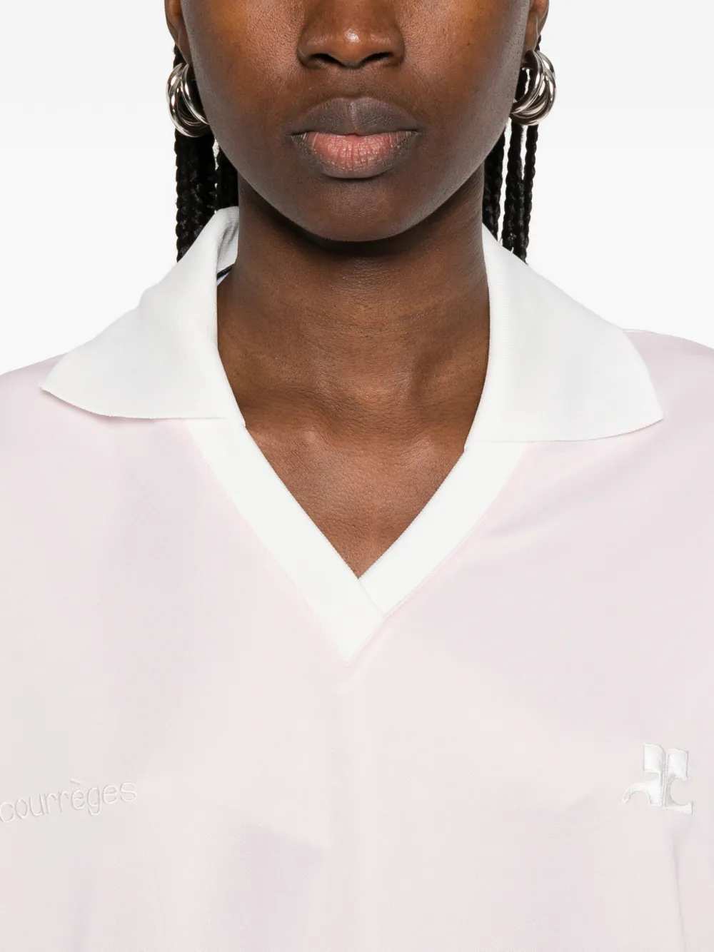 Courreges Women V-Neck T-Shirt With Logo COURREGES