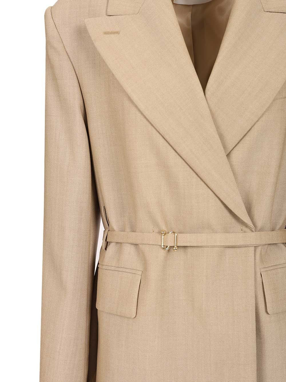 Sportmax Women Long Double-Breasted Wool Blazer SPORTMAX
