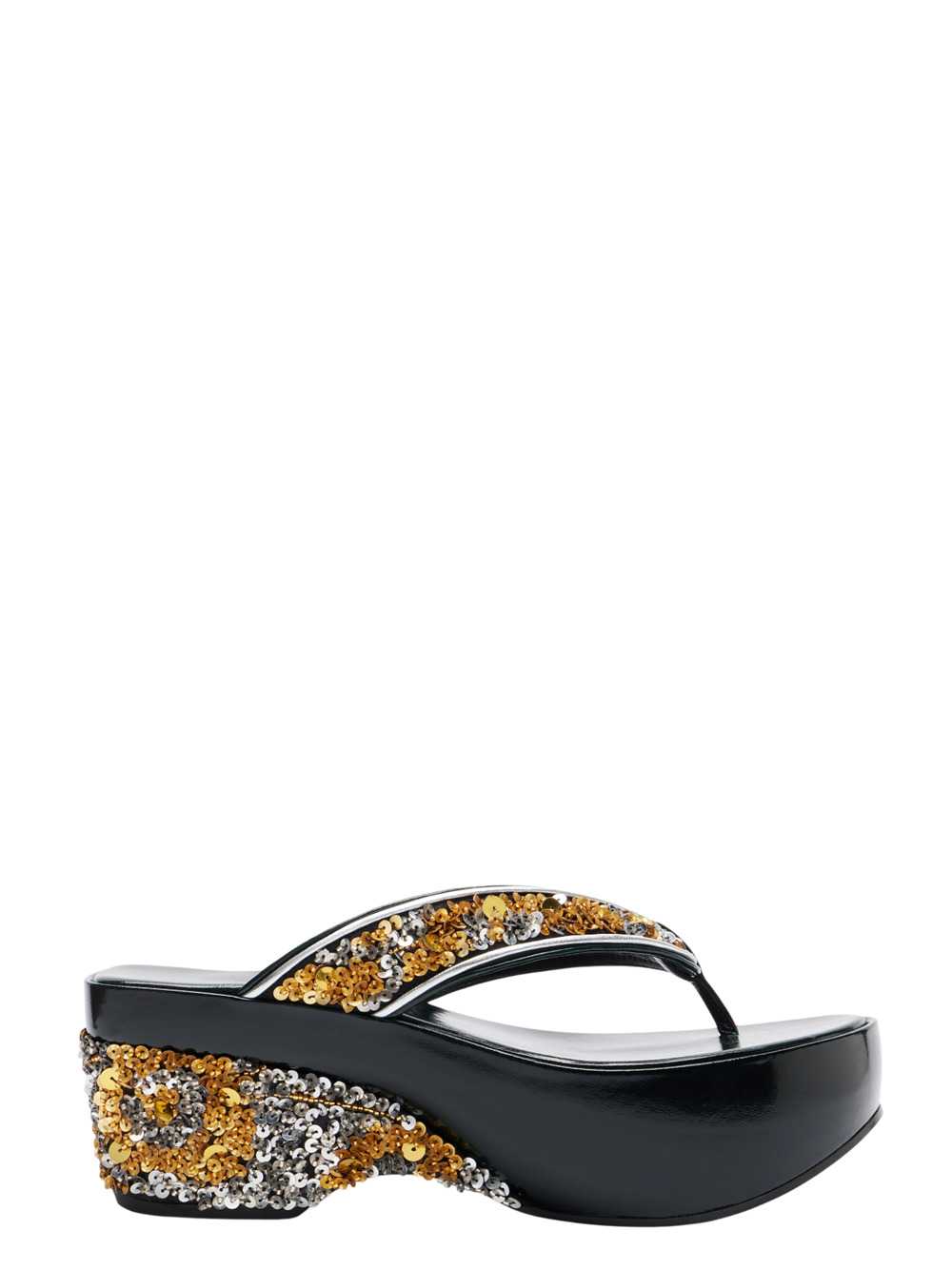 Dries Van Noten Women Sequined Wedge Flip-Flop Sandals DRIES VAN NOTEN