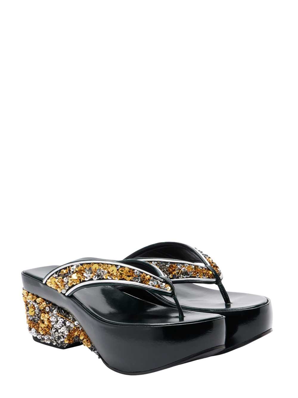 Dries Van Noten Women Sequined Wedge Flip-Flop Sandals DRIES VAN NOTEN