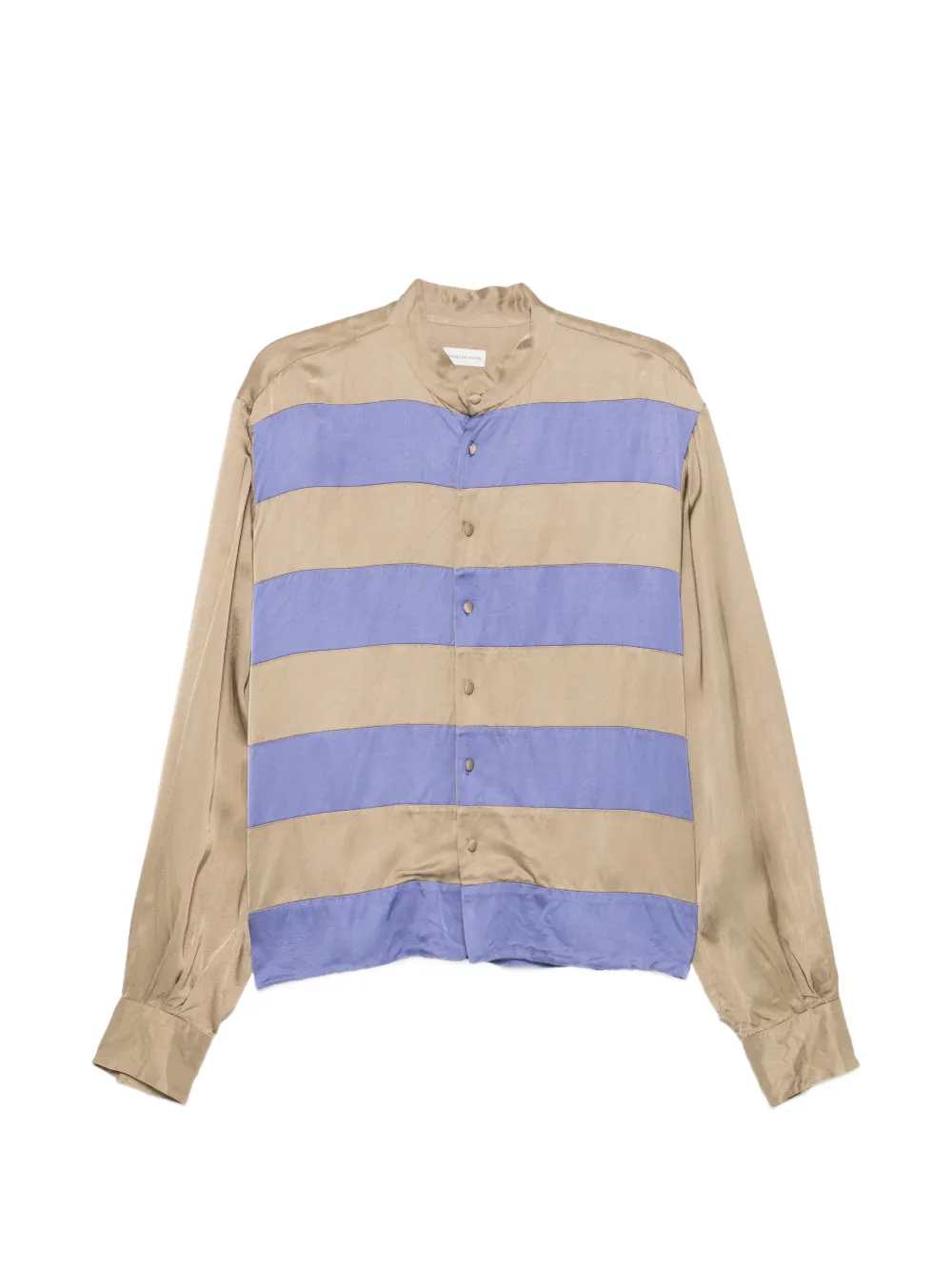Dries Van Noten Men Horizontally Striped Shirt With Band Collar DRIES VAN NOTEN