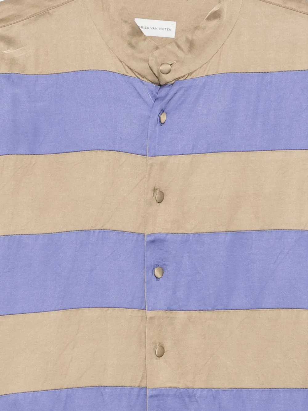 Dries Van Noten Men Horizontally Striped Shirt With Band Collar DRIES VAN NOTEN