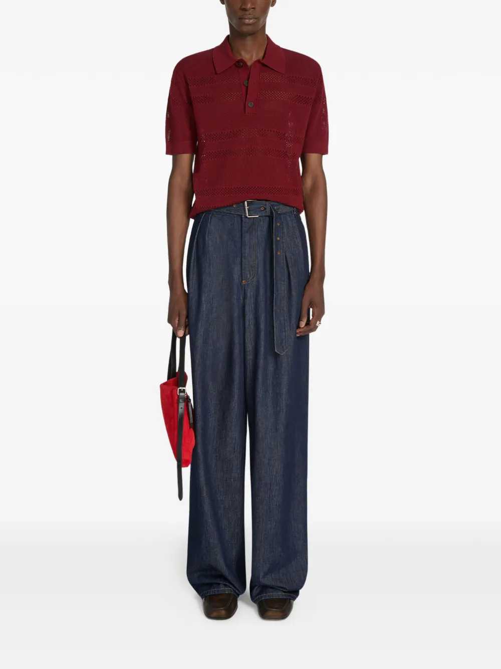 Dries Van Noten Men Wide-Leg Jeans With Belt DRIES VAN NOTEN