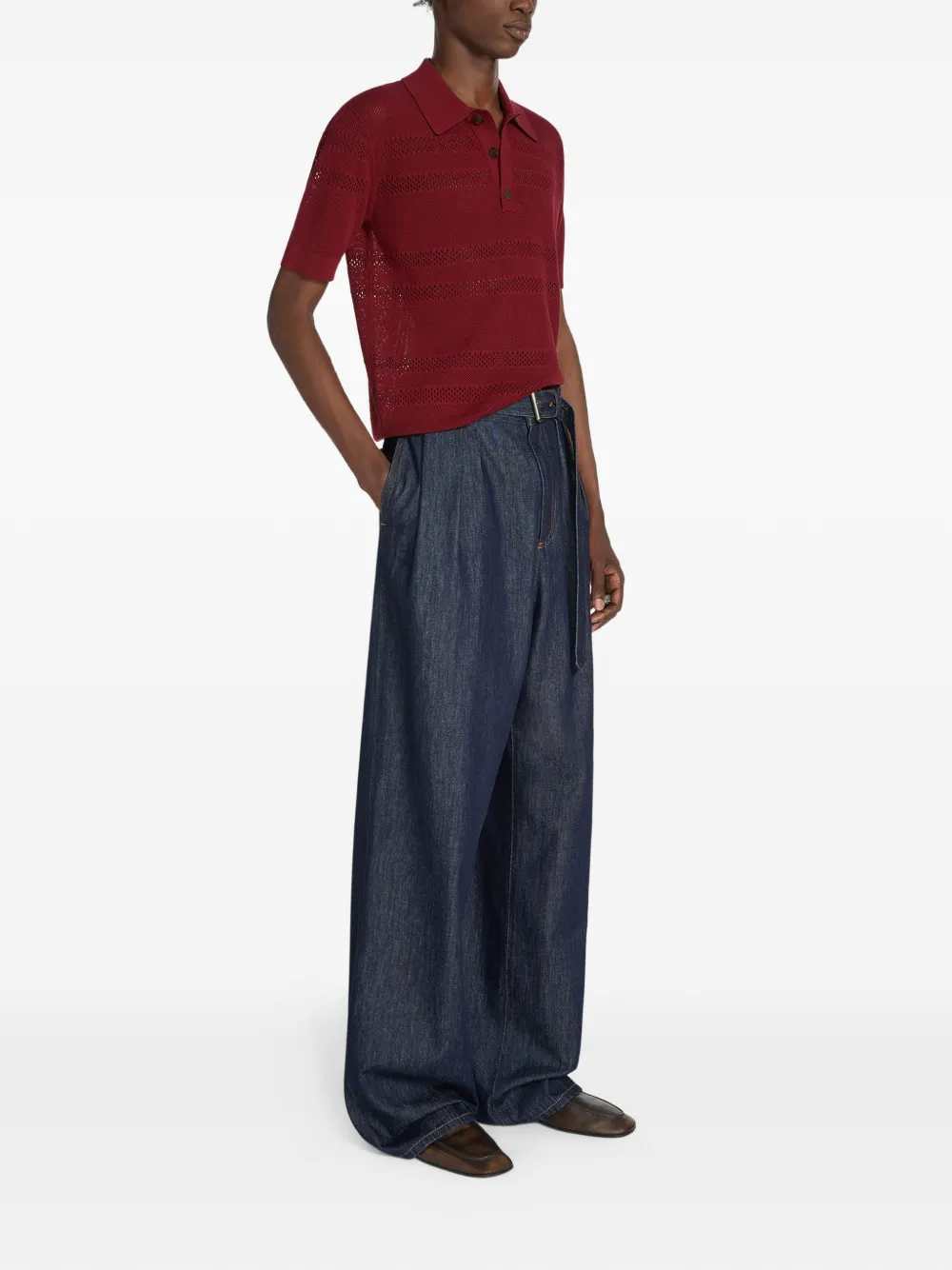 Dries Van Noten Men Wide-Leg Jeans With Belt DRIES VAN NOTEN