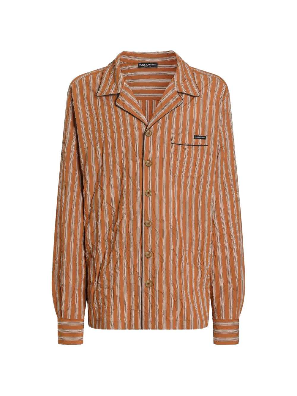 Dolce & Gabbana Men Striped Shirt With Applique DOLCE & GABBANA