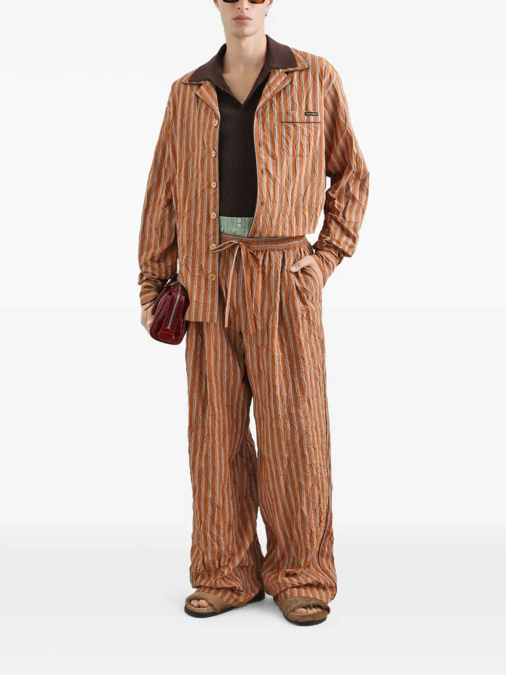 Dolce & Gabbana Men Striped Shirt With Applique DOLCE & GABBANA