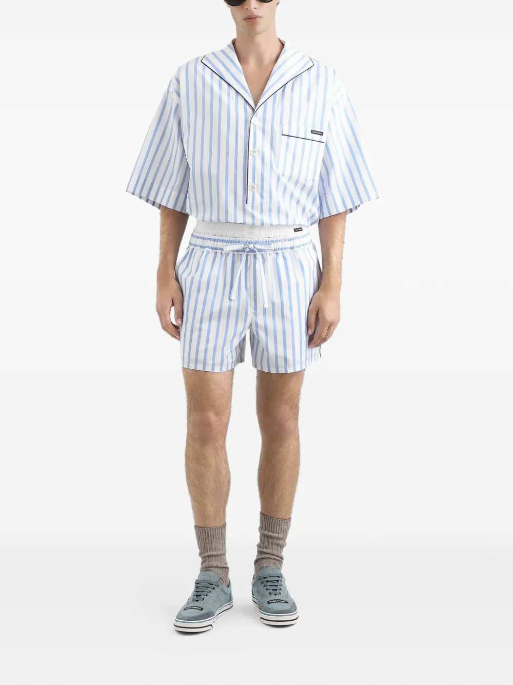 Dolce & Gabbana Men Striped Bermuda Shorts With Drawstring DOLCE & GABBANA