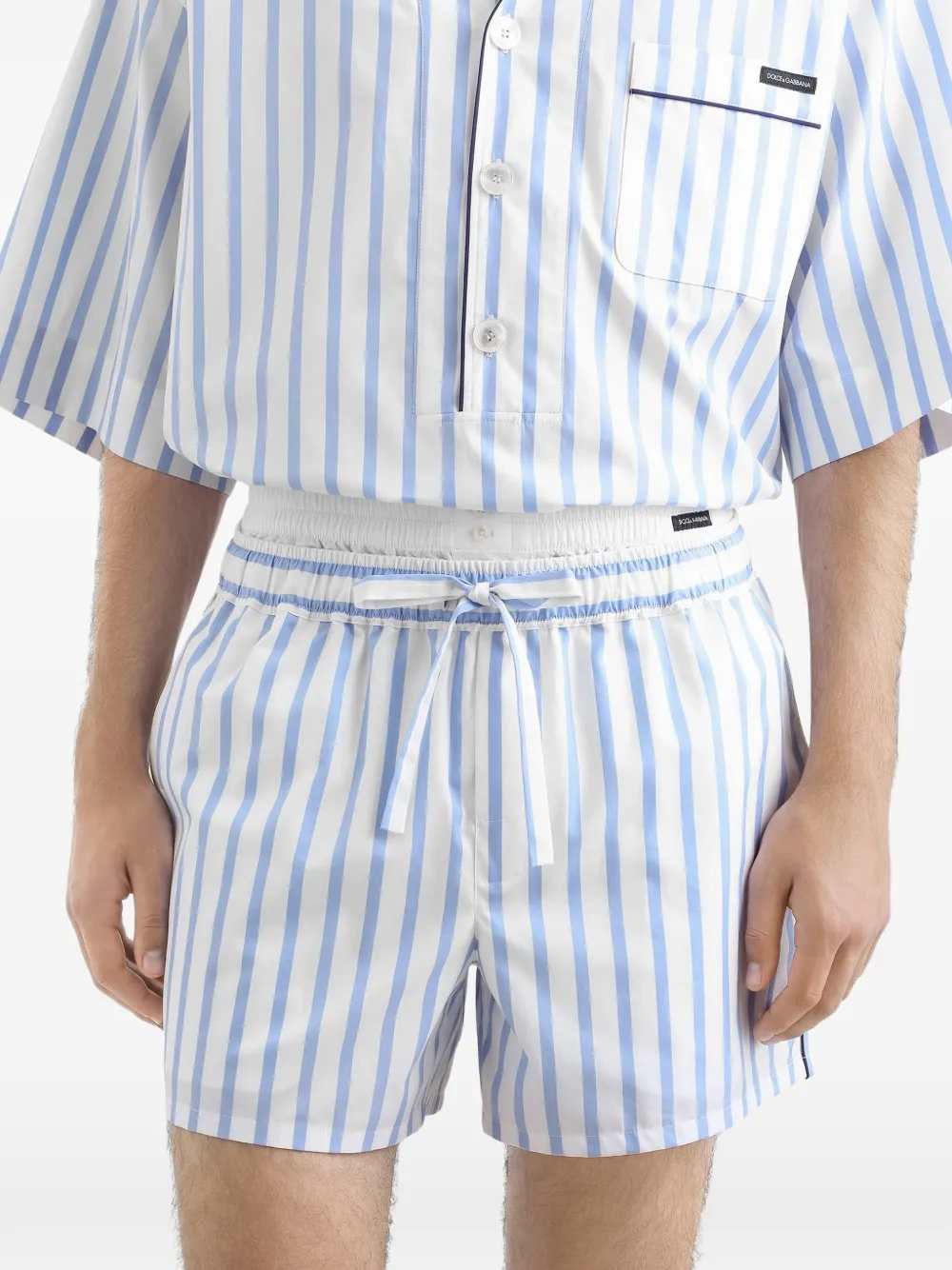 Dolce & Gabbana Men Striped Bermuda Shorts With Drawstring DOLCE & GABBANA
