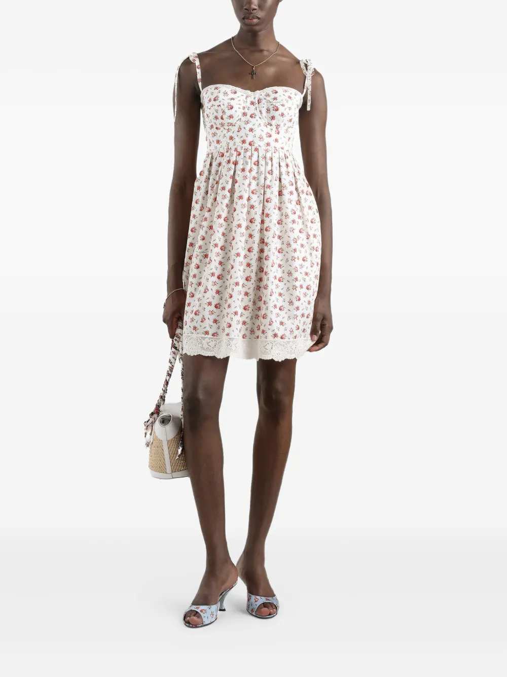 Dolce & Gabbana Women Floral Dress With Lace Inserts DOLCE & GABBANA