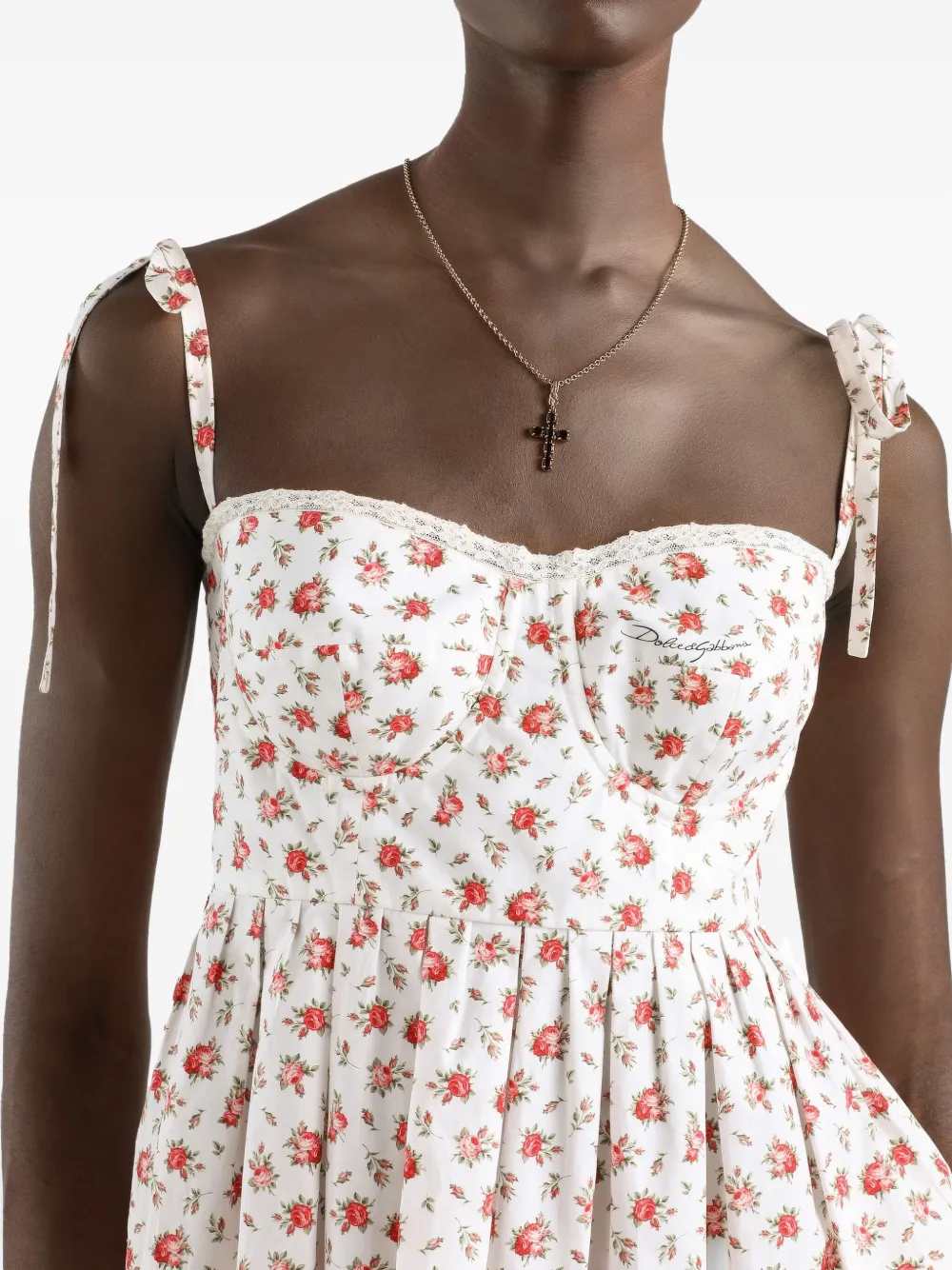 Dolce & Gabbana Women Floral Dress With Lace Inserts DOLCE & GABBANA