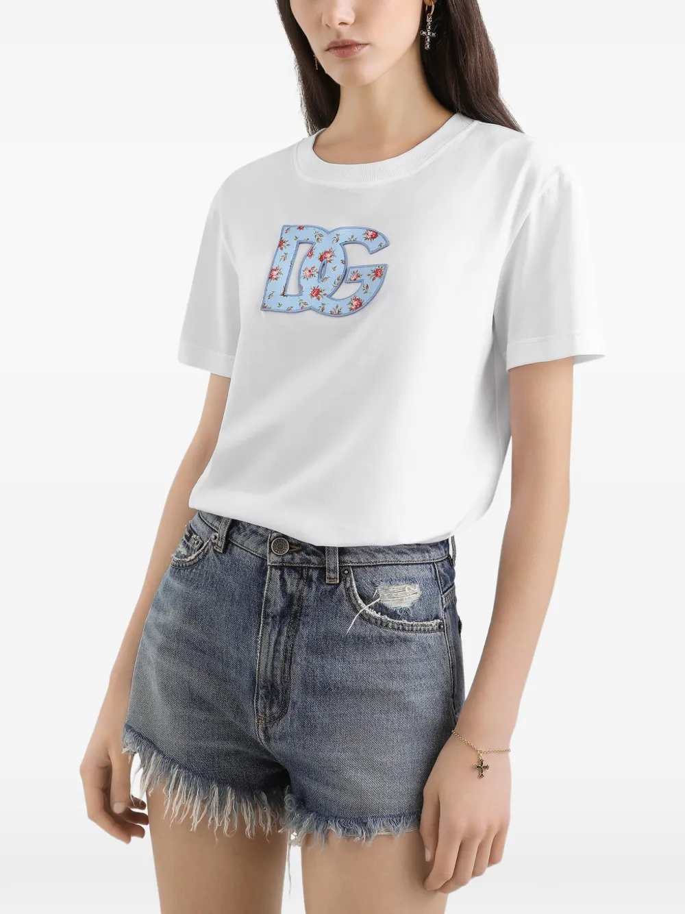 Dolce & Gabbana Women T-Shirt With Logo And Floral Detail DOLCE & GABBANA
