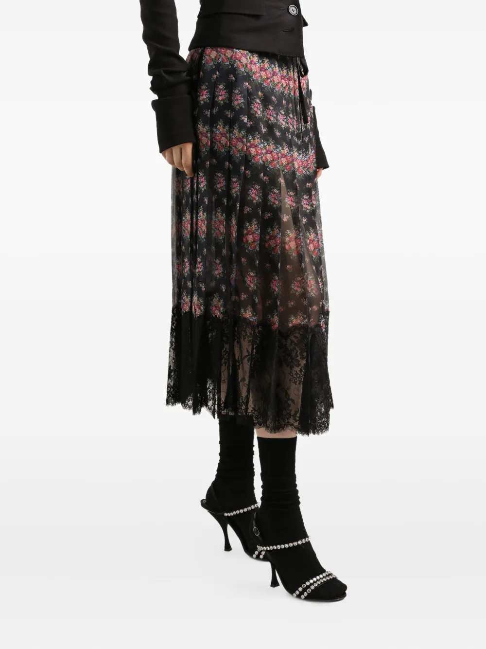 Dolce & Gabbana Women Floral Lace Midi Skirt DOLCE & GABBANA