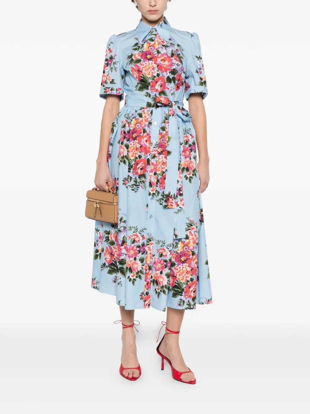 Dolce & Gabbana Women Floral Midi Dress With Belt DOLCE & GABBANA
