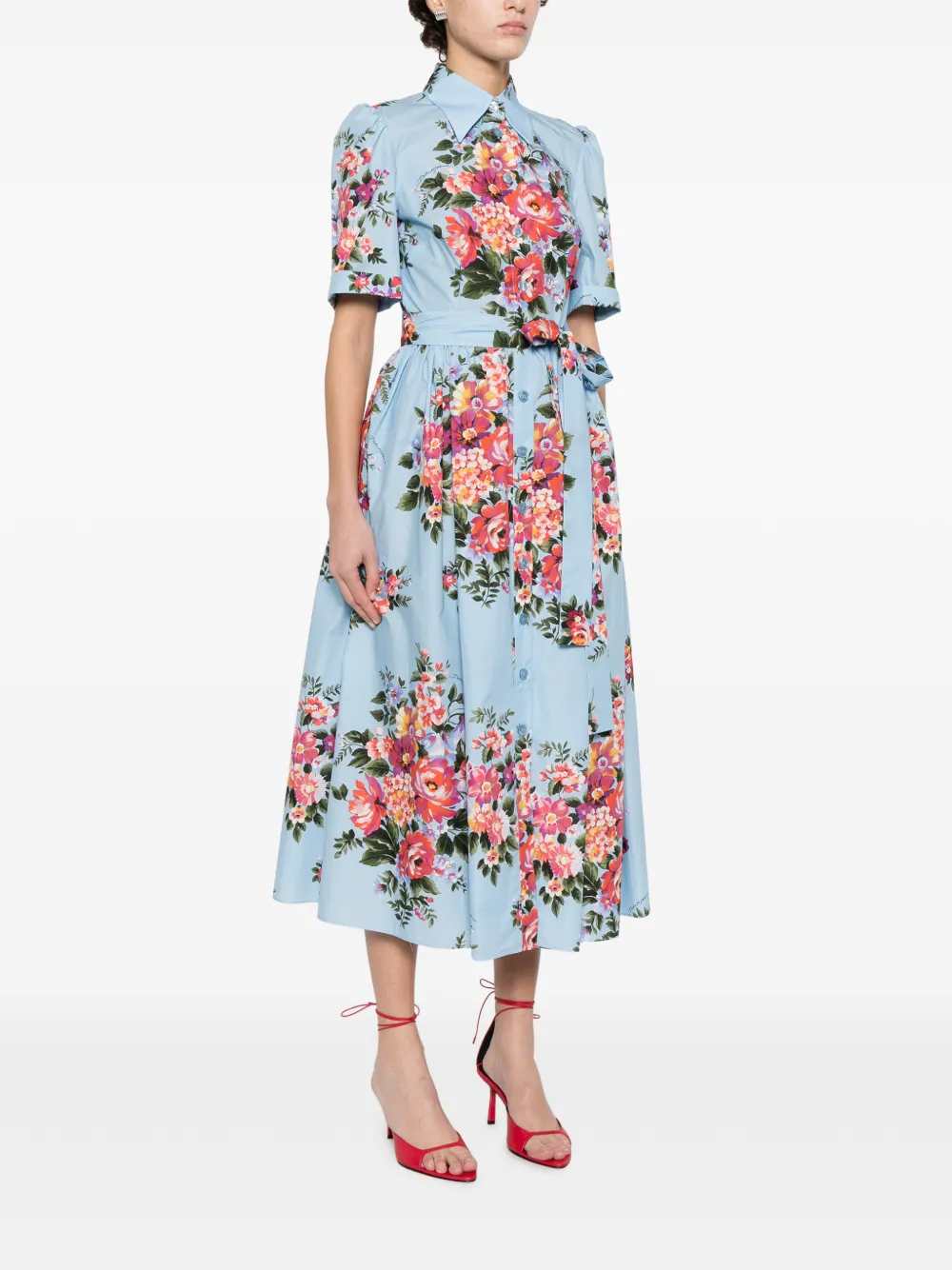 Dolce & Gabbana Women Floral Midi Dress With Belt DOLCE & GABBANA