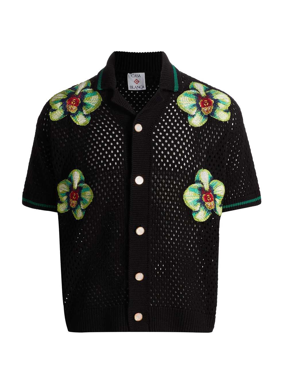 Casablanca Men Glitch Orchid Embroidered Crochet T-Shirt CASABLANCA