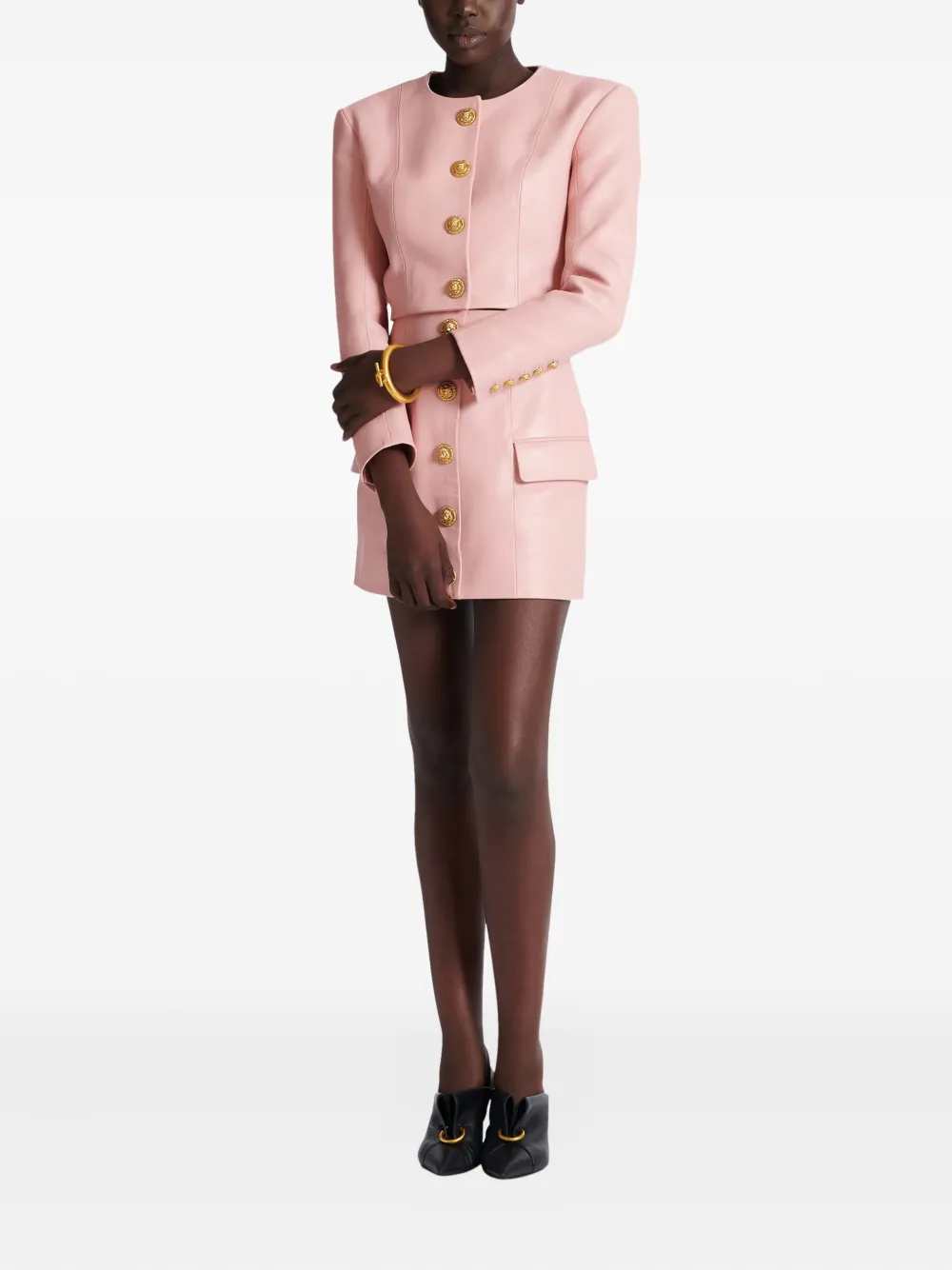 Balmain Women Lambskin Jacket With Buttons BALMAIN