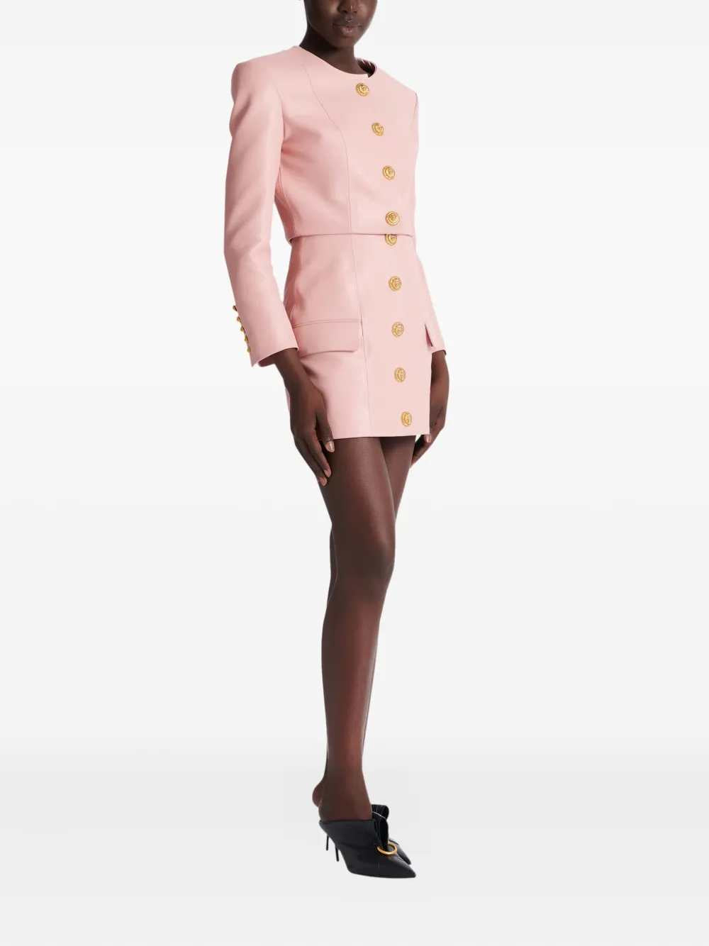 Balmain Women Lambskin Jacket With Buttons BALMAIN