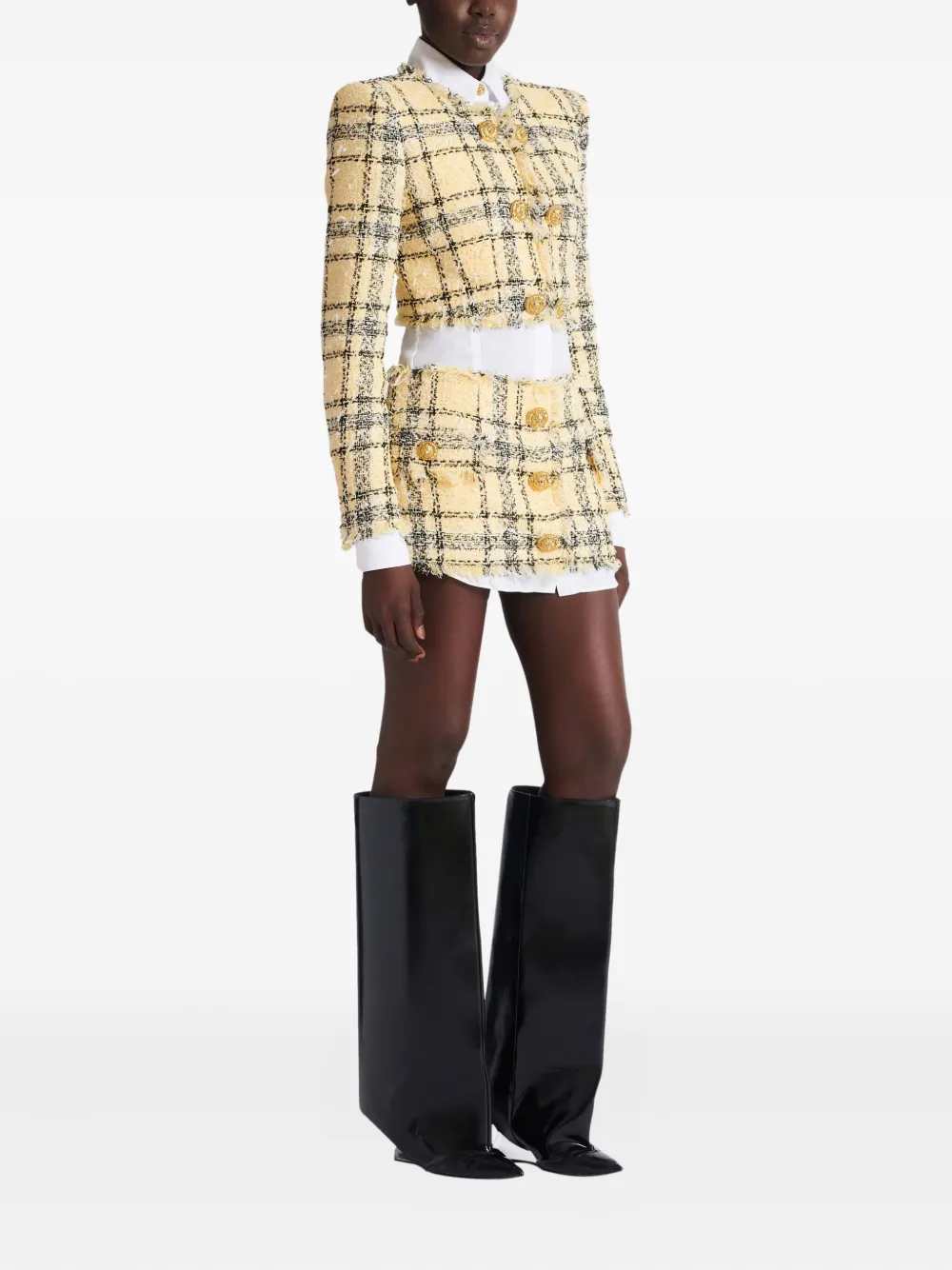 Balmain Women Tweed Skirt With Buttons BALMAIN