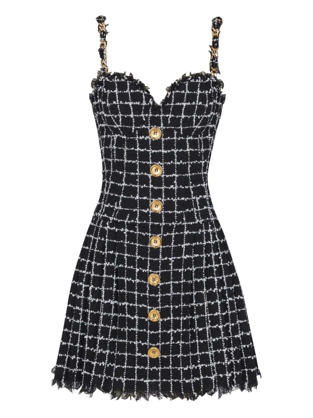 Balmain Women Tweed Dress With Chain BALMAIN