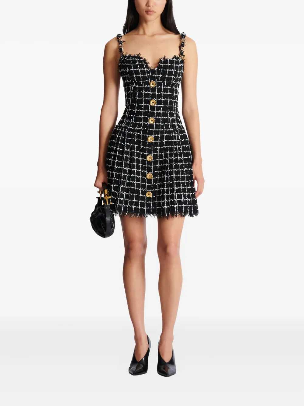 Balmain Women Tweed Dress With Chain BALMAIN