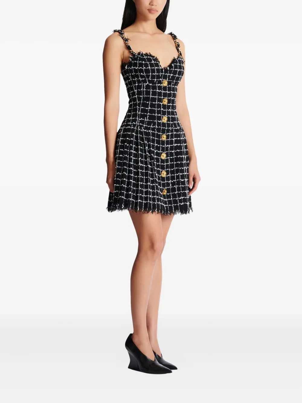 Balmain Women Tweed Dress With Chain BALMAIN