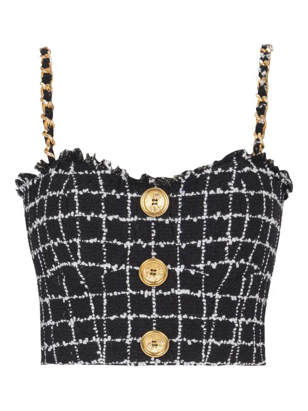 Balmain Women Tweed Top With Shoulder Straps BALMAIN