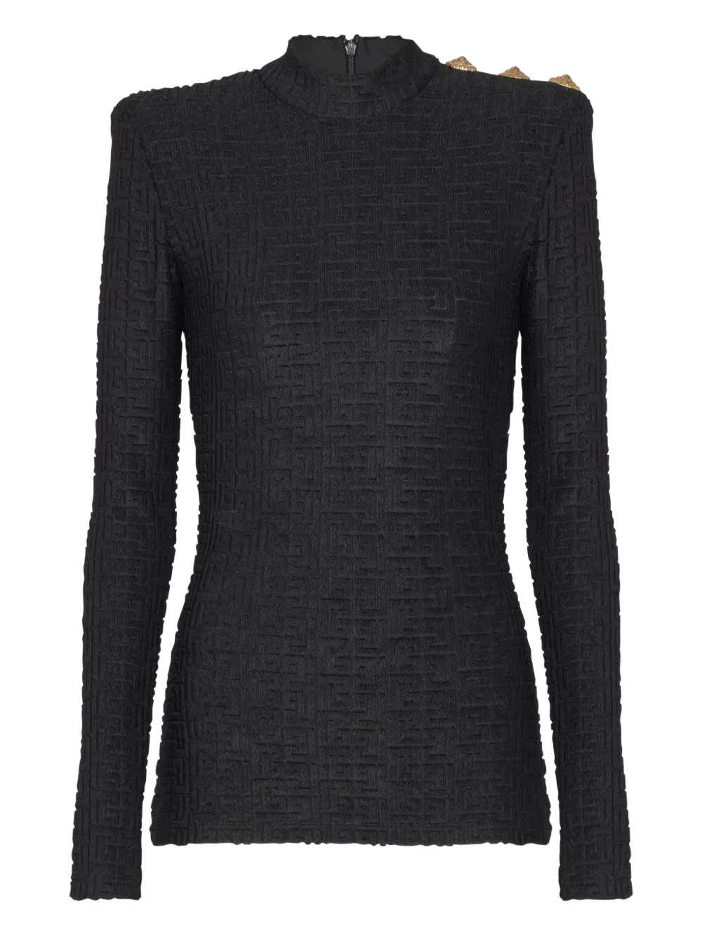 Balmain Women Ls Bouclette Monogrammed Top BALMAIN