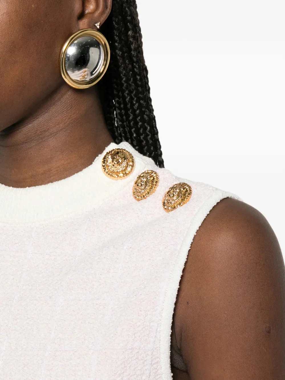 Balmain Women Sleeveless Top With Button BALMAIN