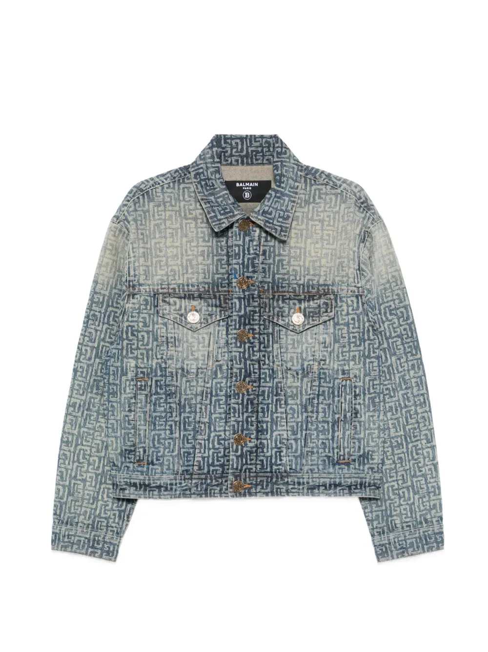 Balmain Men Monogrammed Denim Jacket BALMAIN