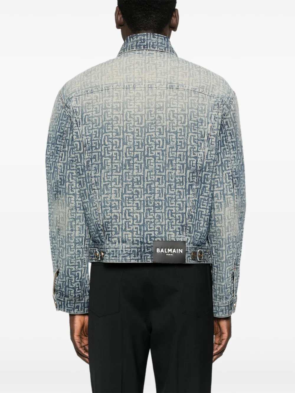 Balmain Men Monogrammed Denim Jacket BALMAIN