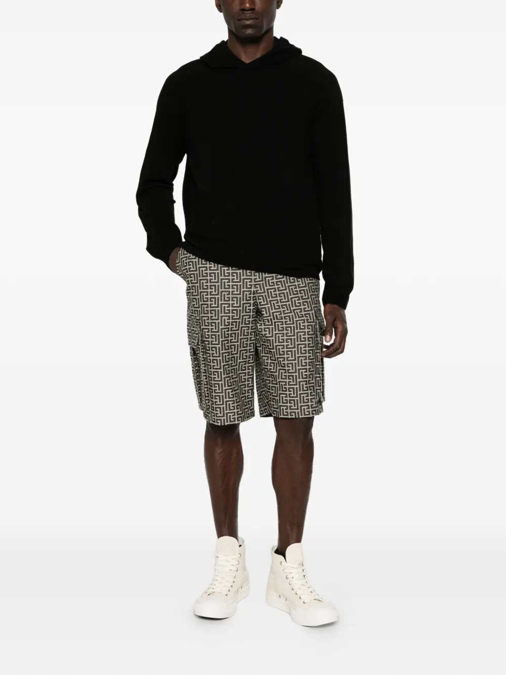 Balmain Men Monogrammed Cargo Shorts BALMAIN