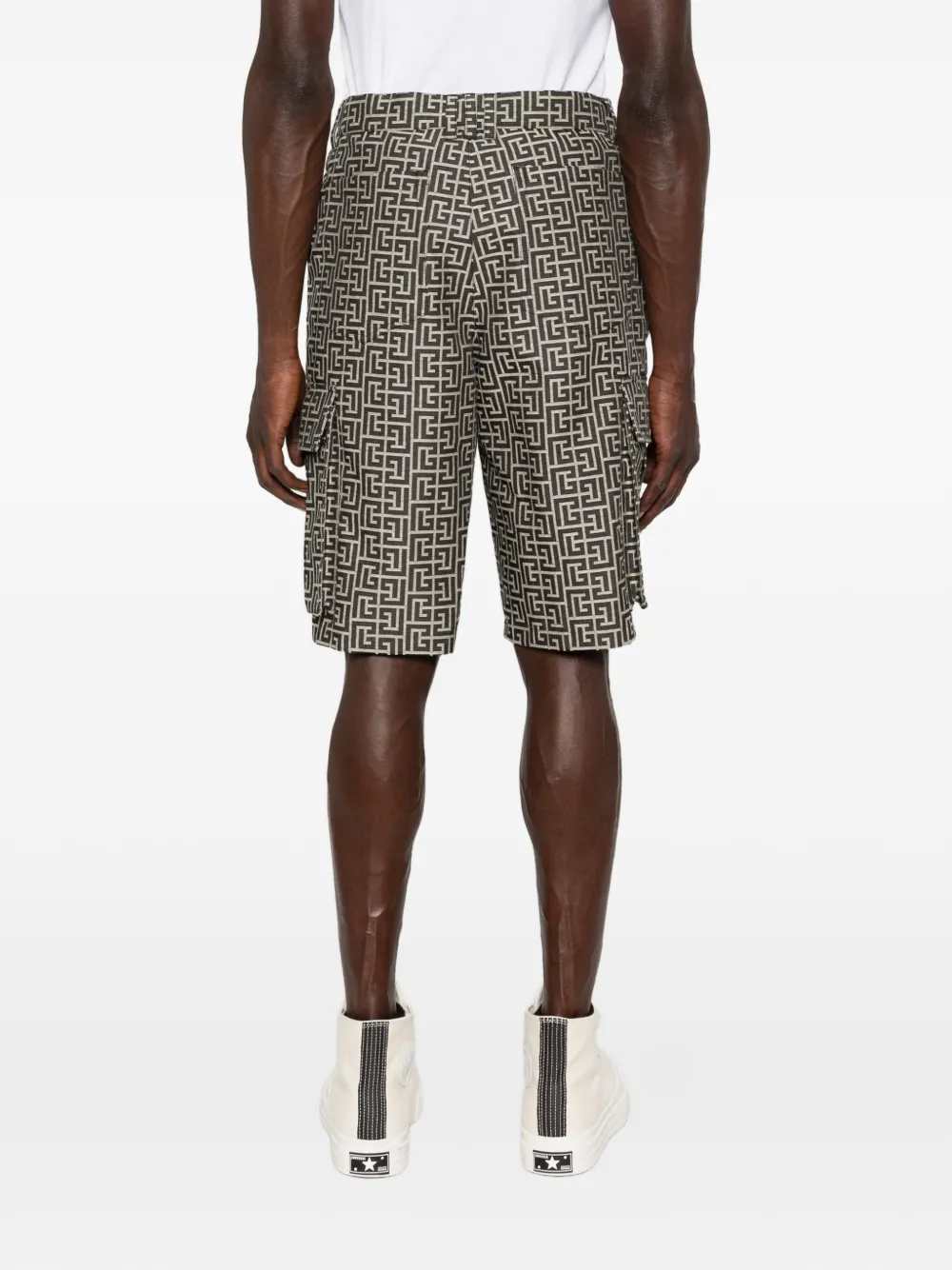 Balmain Men Monogrammed Cargo Shorts BALMAIN