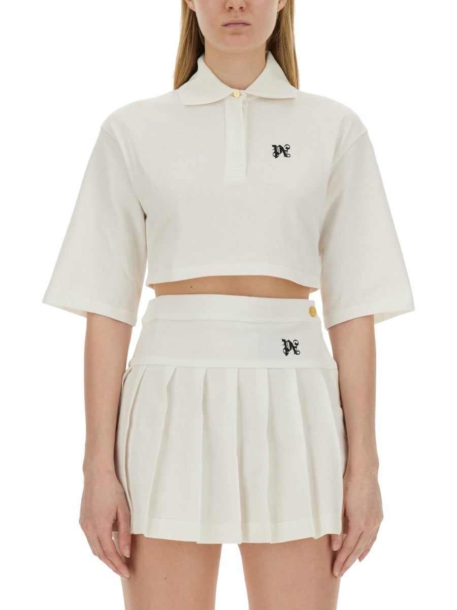 Palm Angels Women Monogram Cropped Polo Shirt PALM ANGELS
