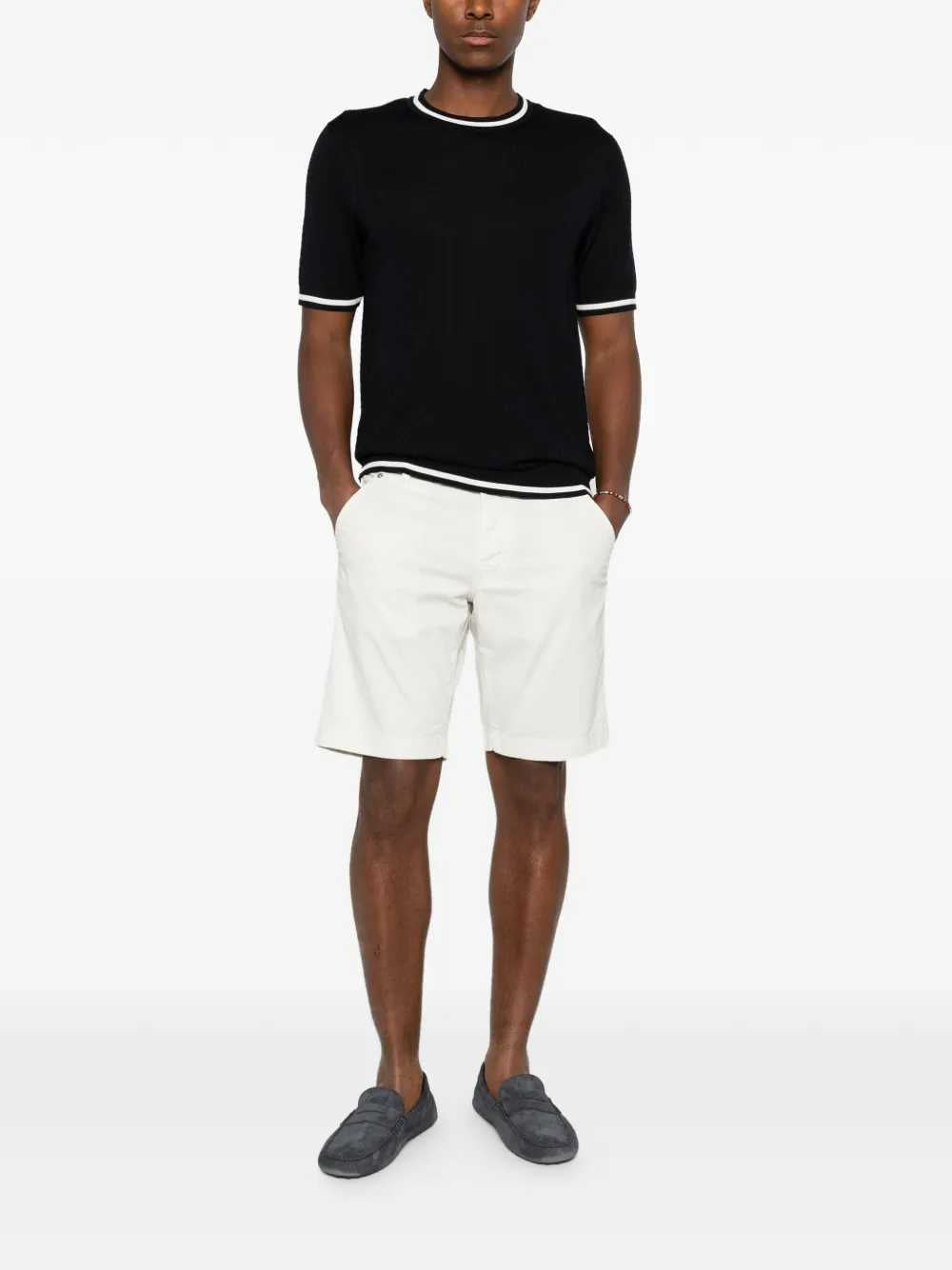 Montecore Men Fine-Knit T-Shirt With Contrasting Trim MONTECORE