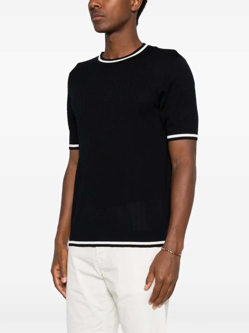 Montecore Men Fine-Knit T-Shirt With Contrasting Trim MONTECORE