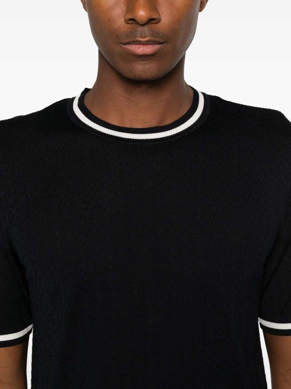 Montecore Men Fine-Knit T-Shirt With Contrasting Trim MONTECORE