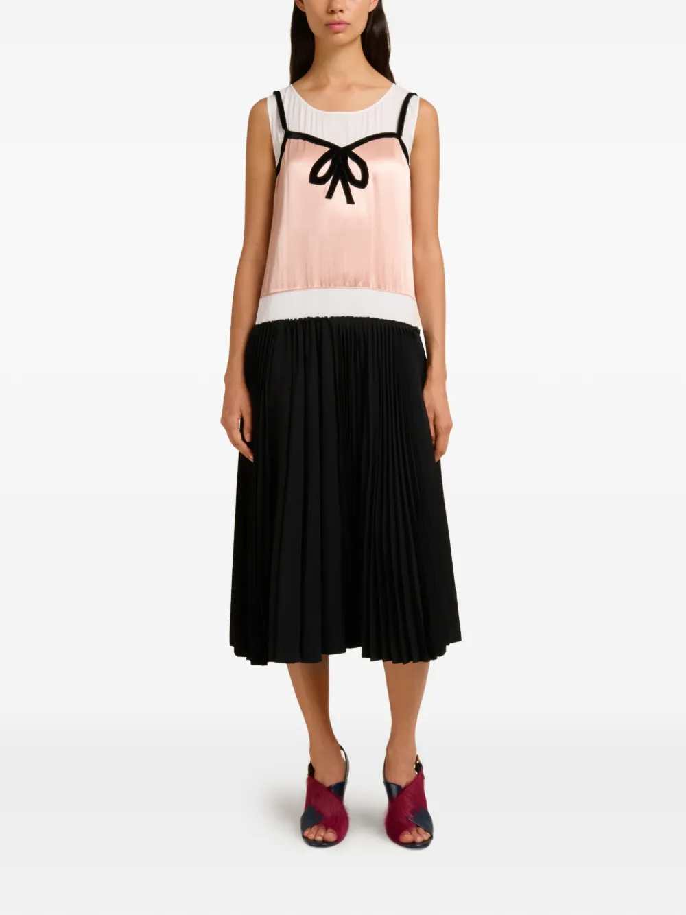 Marni Women Pleated Midi Dress With Bow MARNI