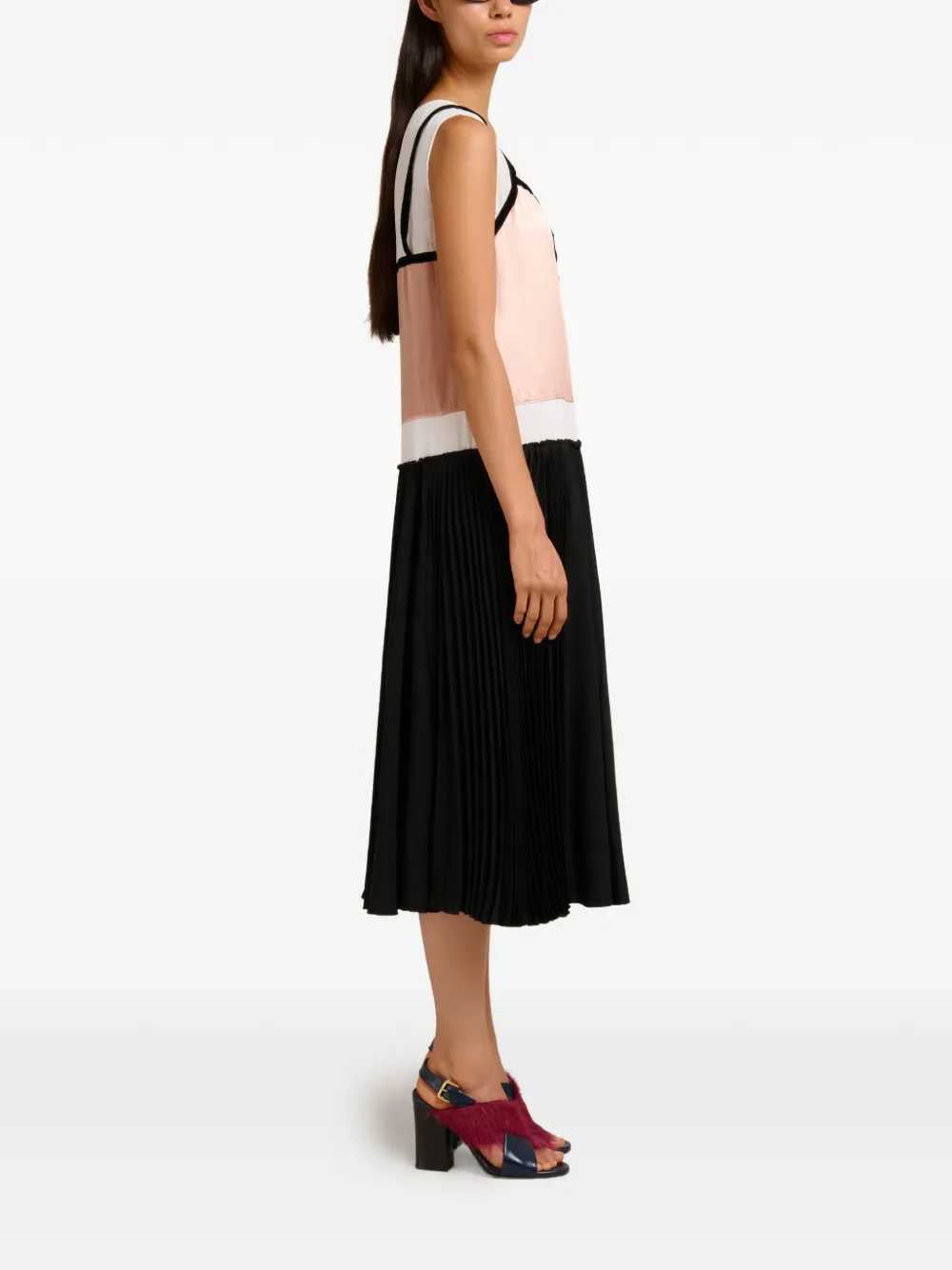 Marni Women Pleated Midi Dress With Bow MARNI