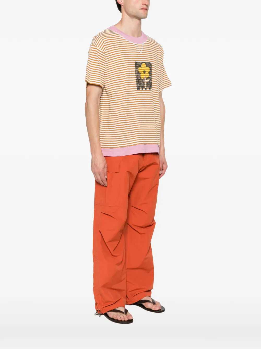 Marni Men Striped T-Shirt With Floral Print MARNI
