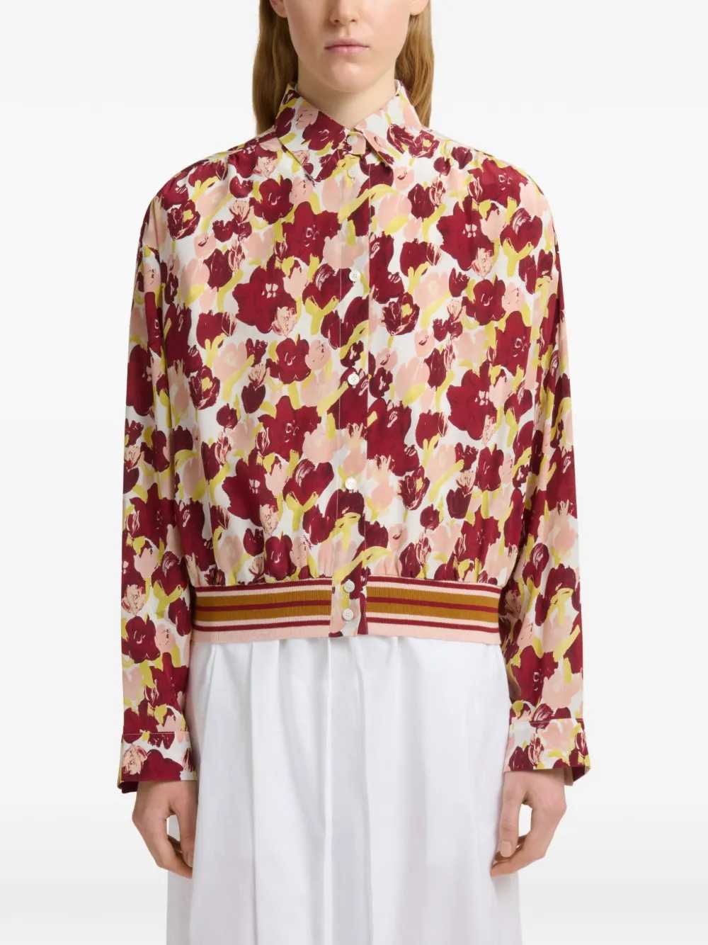 Marni Women Floral Striped Silk Shirt MARNI