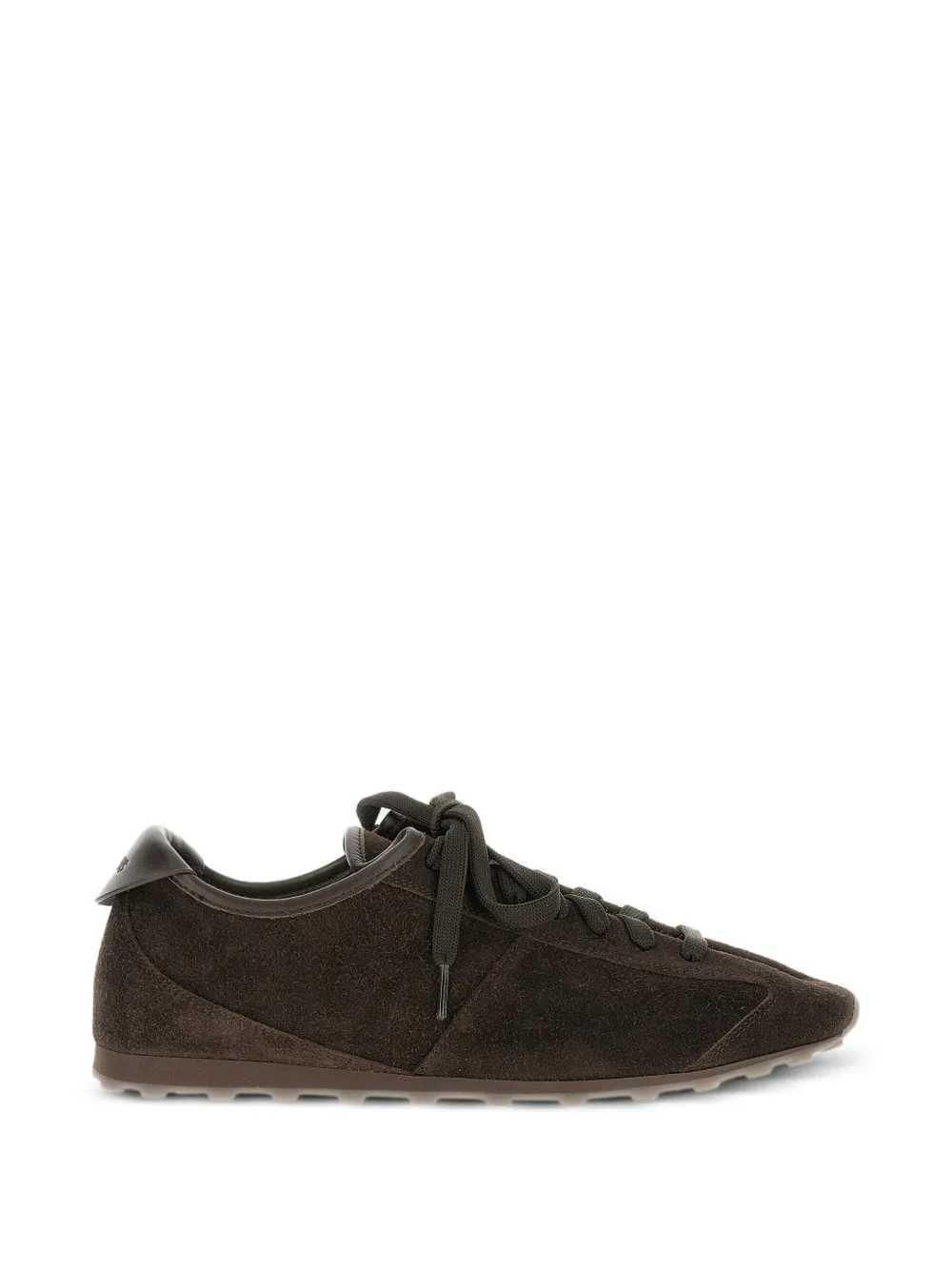 Jacquemus Men Suede Tennis Sneakers  Highlights Brown Suede Almond Toe Flat Laces Rubber Sole  Id 26Efom00175ac09a14 JACQUEMUS