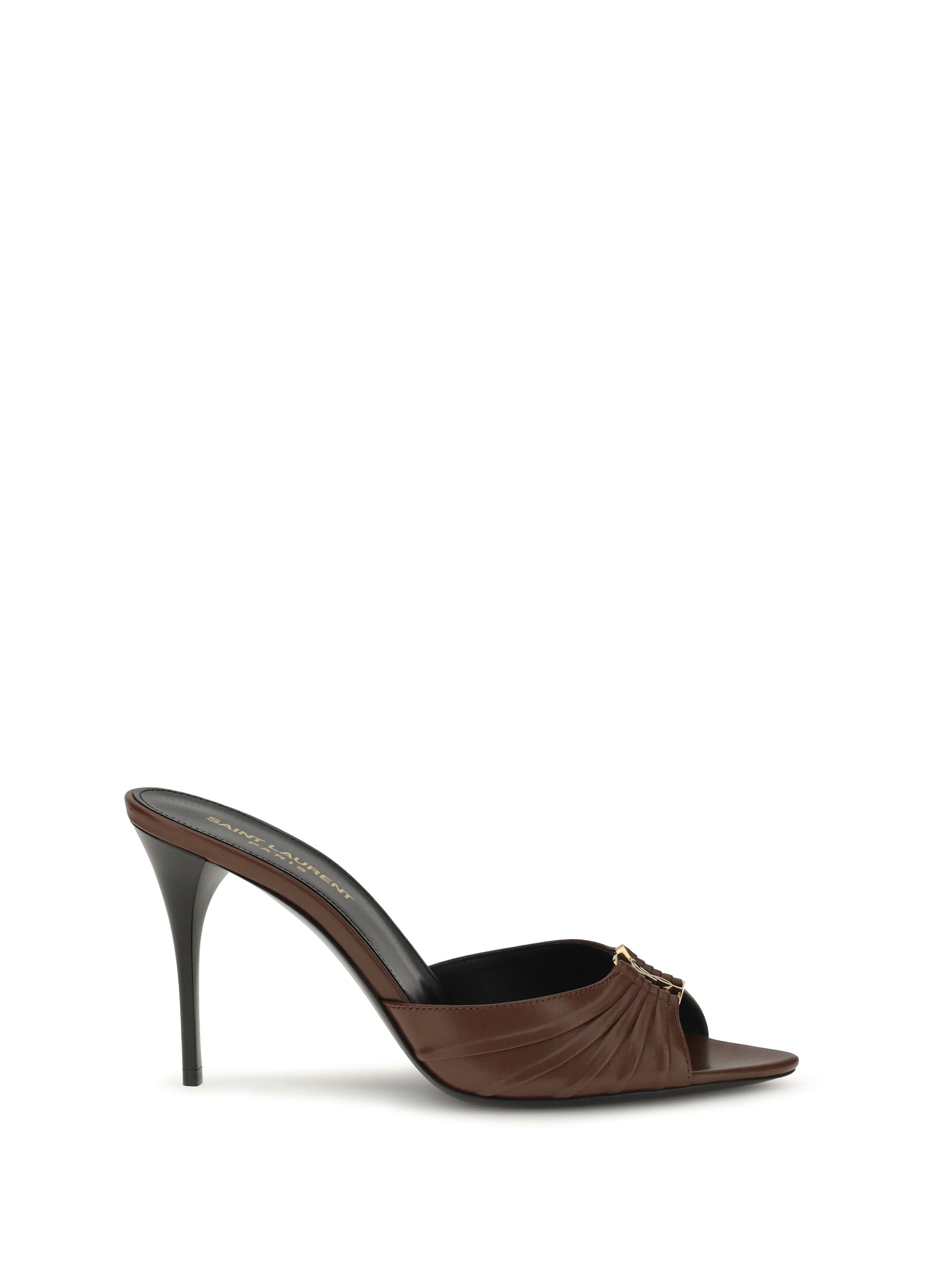 Saint Laurent Women Babylone Smooth Leather Mules SAINT LAURENT