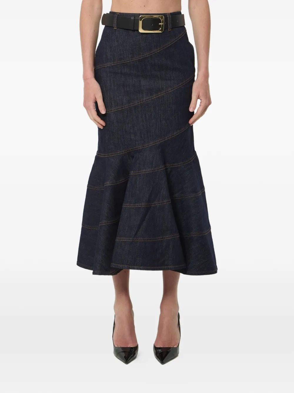Self-Portrait Women Midi Skirt With Belt SELF-PORTRAIT