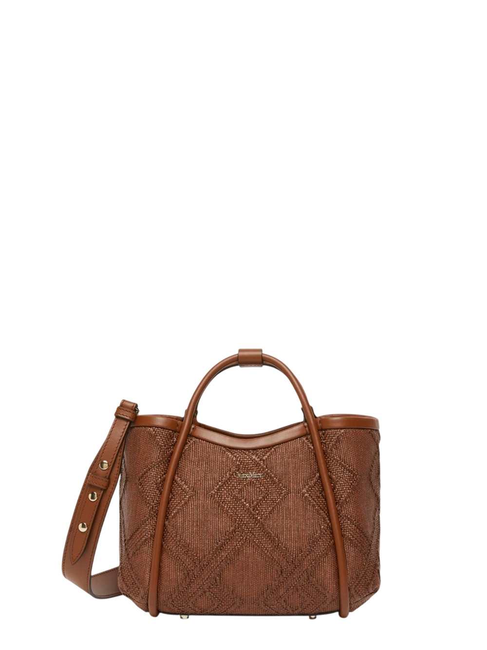 Max Mara Women Extra-Small Marine Bag In Diamond-Patterned Wicker - Amber Brown MAX MARA