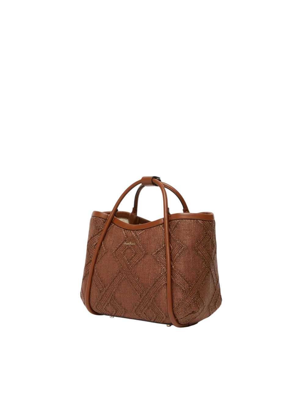 Max Mara Women Extra-Small Marine Bag In Diamond-Patterned Wicker - Amber Brown MAX MARA