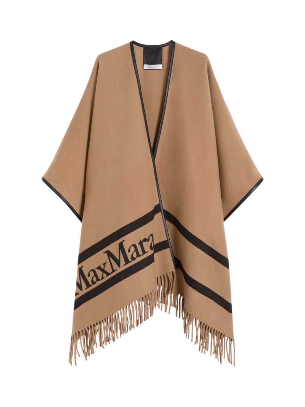 Max Mara Women Poncho In Lana Jacquard - Cammello MAX MARA