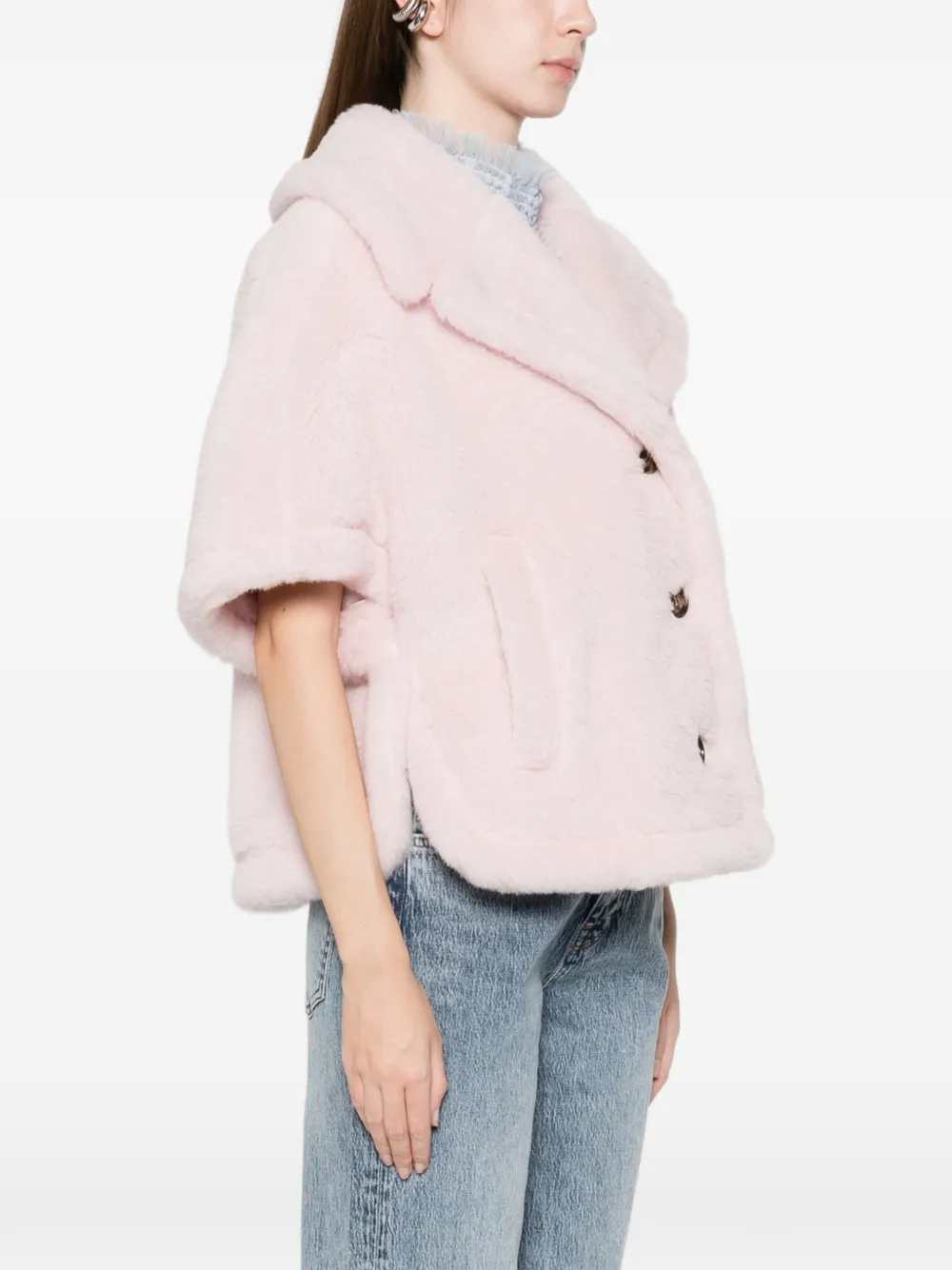 Max Mara Women Raven Teddy-Texture Buttoned Cape MAX MARA
