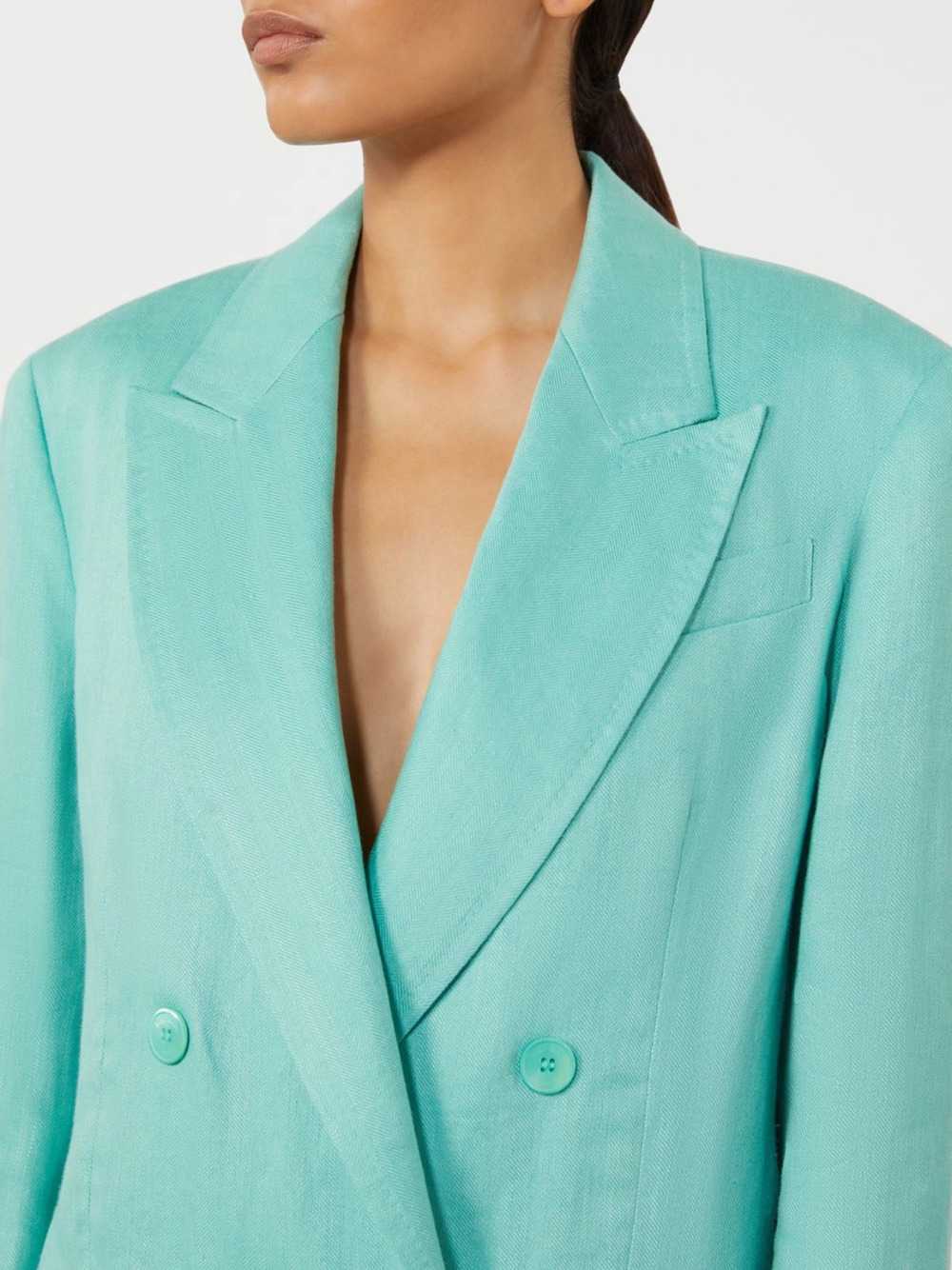 Max Mara Women Olimpia Jacket In Chevron Linen - Aqua MAX MARA