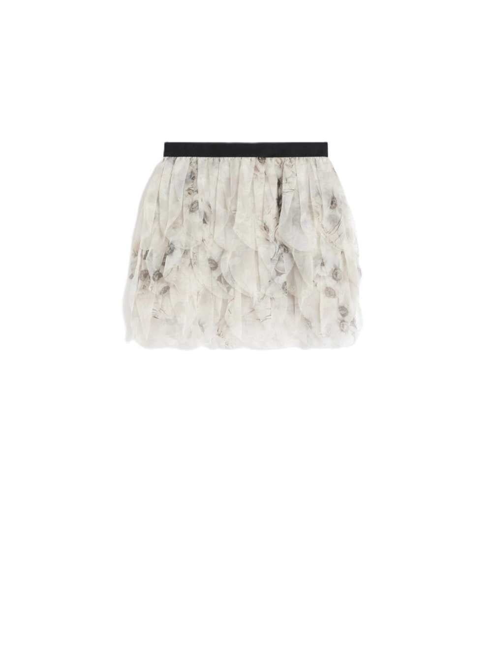 Max Mara Women Short Skirt With Printed Organza Petals - Pearl Gray MAX MARA