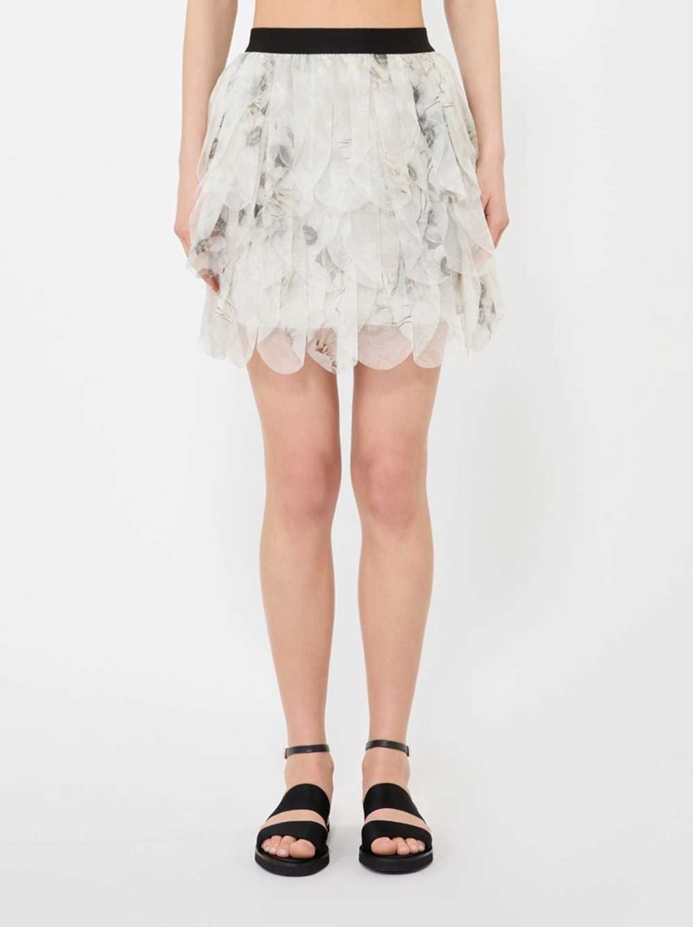 Max Mara Women Short Skirt With Printed Organza Petals - Pearl Gray MAX MARA